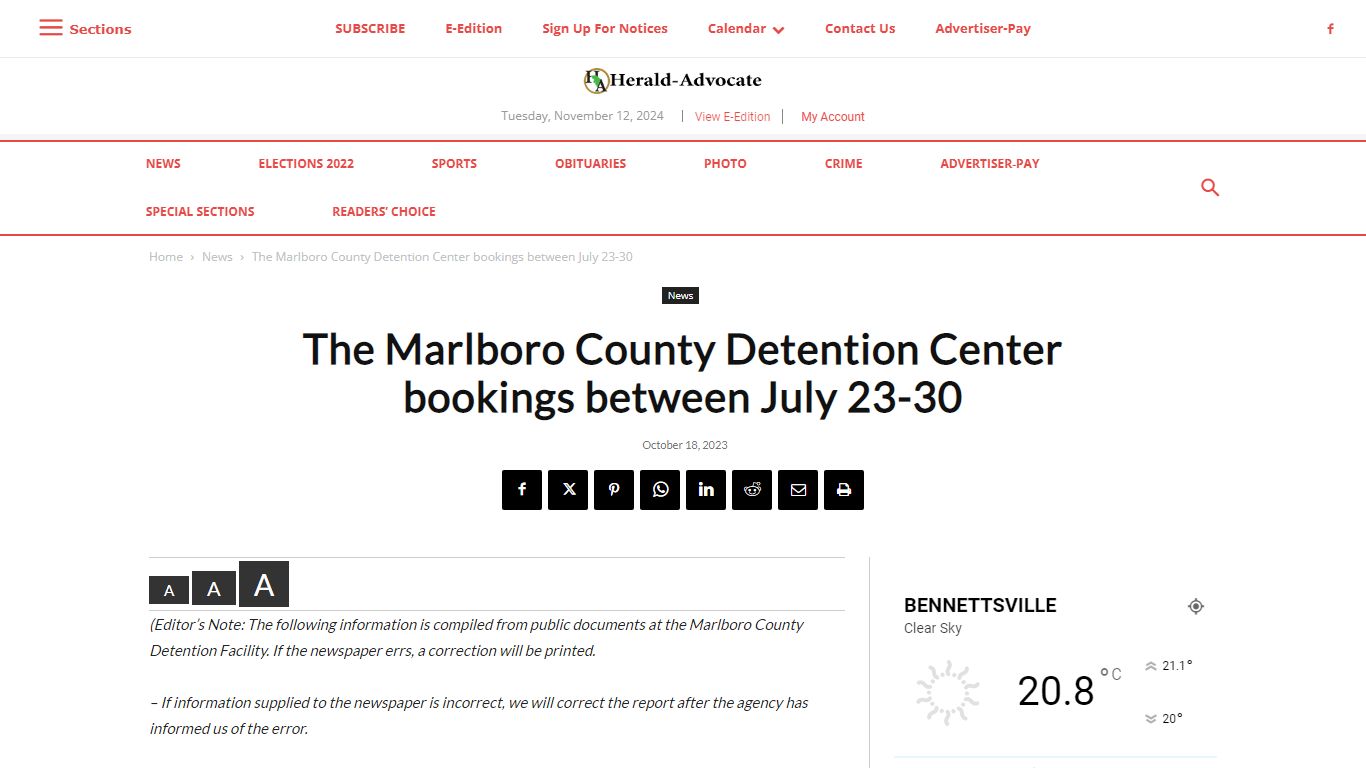 The Marlboro County Detention Center bookings between July 23-30